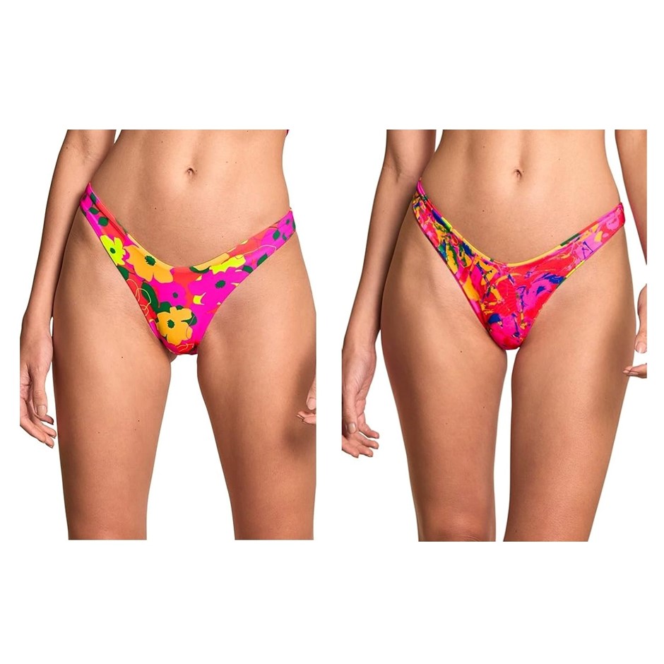 MAAJI Women's Crayonflower Splendour High Leg Reversible Bikini Bottoms, Si