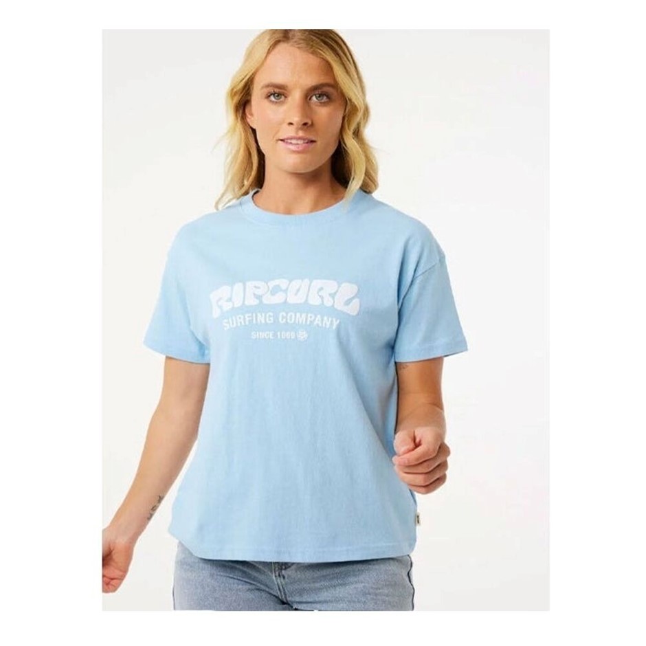 RIP CURL Women's Surf Puff Relaxed Tee, Size S, Mid Blue. RRP: $49.99.  Buy