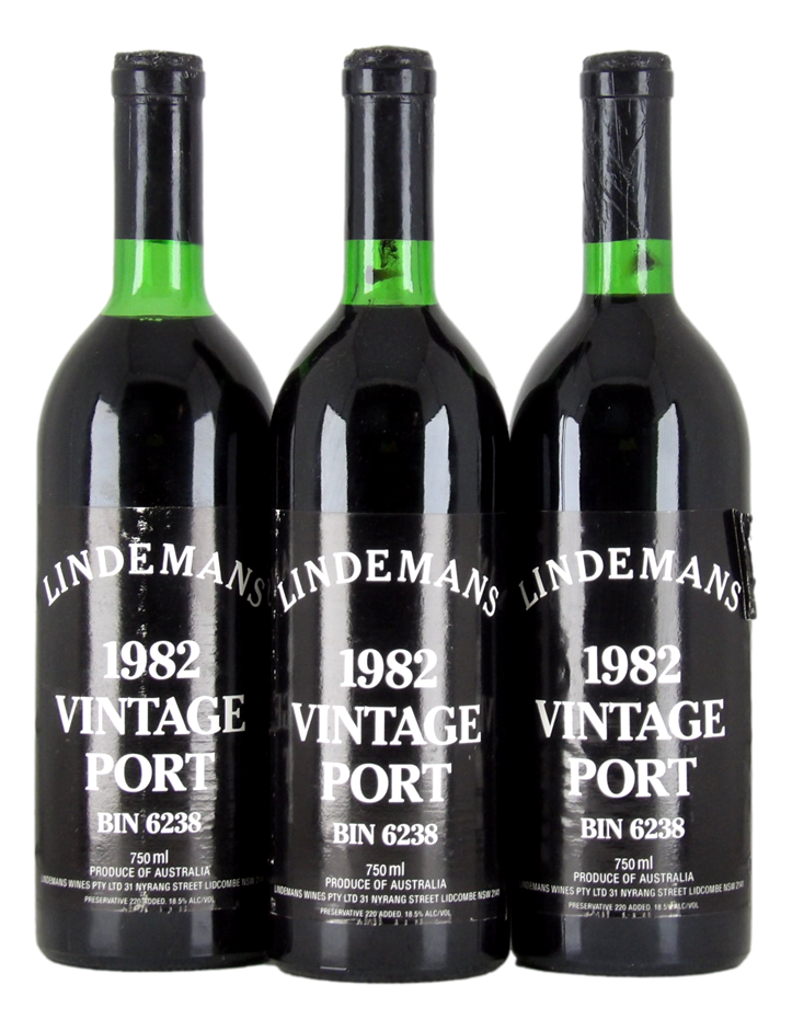 Lindemans Bin 6238 Vintage Port 1982 (3x 750mL), Aus.