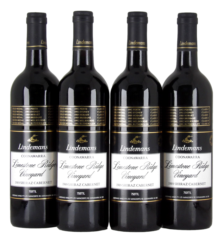 Lindemans Limestone Ridge Shiraz Cabernet 1989 (4x 750mL), Coonawarra.