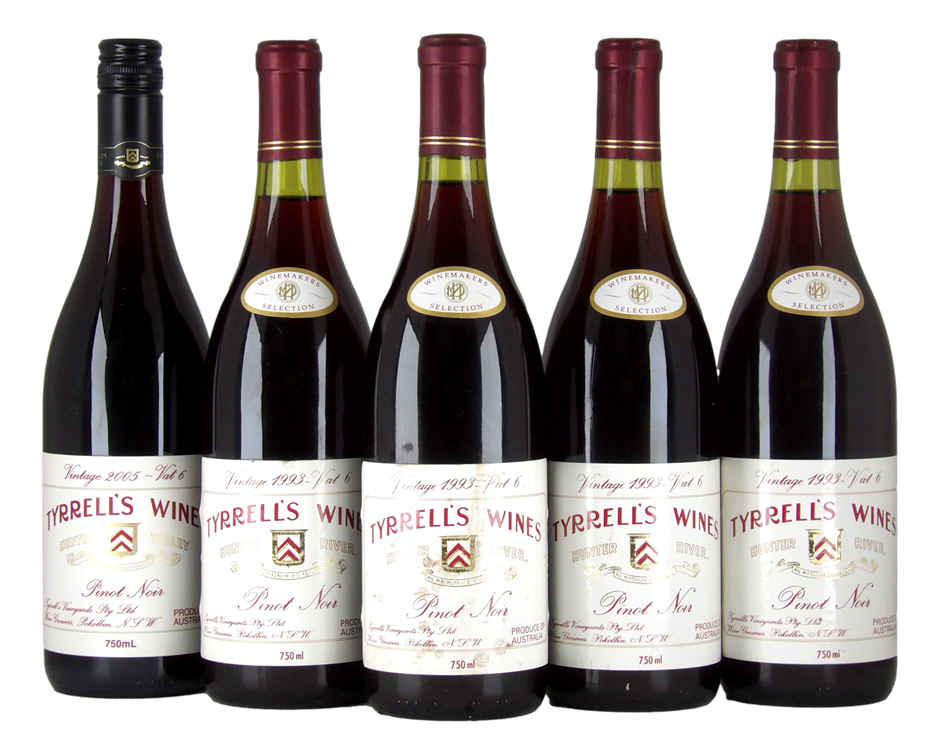 Tyrrell's Vat 6 Pinot Noir 1993/05 (5x 750mL) Hunter Valley