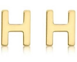 9K Yellow Gold MINI INITIAL 'H' STUD EARRINGS