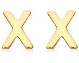 9K Yellow Gold MINI INITIAL 'X' STUD EARRINGS