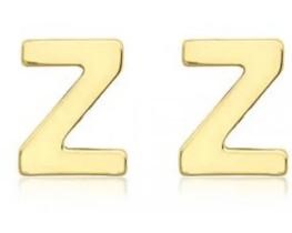 9K Yellow Gold MINI INITIAL 'Z' STUD EARRINGS