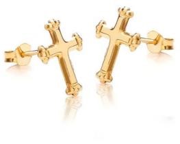 9K Yellow Gold CROSS STUD EARRINGS