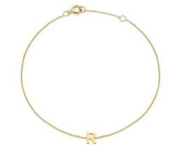 9K Yellow Gold MINI INITIAL 'R' Bracelet 15.5-19cm