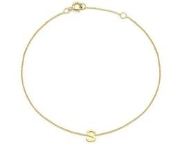 9K Yellow Gold MINI INITIAL 'S' Bracelet 15.5-19cm