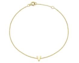 9K Yellow Gold MINI INITIAL 'V' Bracelet 15.5-19cm