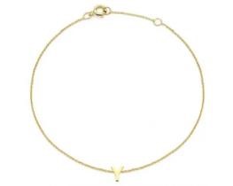 9K Yellow Gold MINI INITIAL 'Y' Bracelet 15.5-19cm
