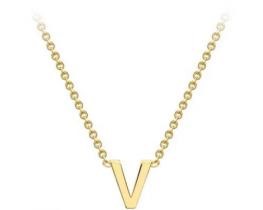 #1 9K YELLOW GOLD INITIAL 'V' NECKLACE 38+5cm
