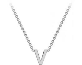 #1 9K WHITE GOLD INITIAL 'V' NECKLACE 38+5cm