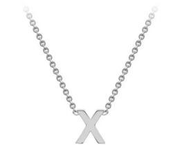 #1 9K WHITE GOLD INITIAL 'X' NECKLACE 38+5cm