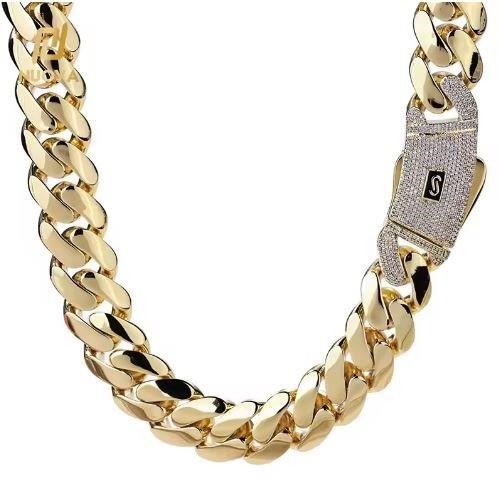18KGold-plated/Italy Triple  Yellow Gold Plated Chain -55cm-14mm