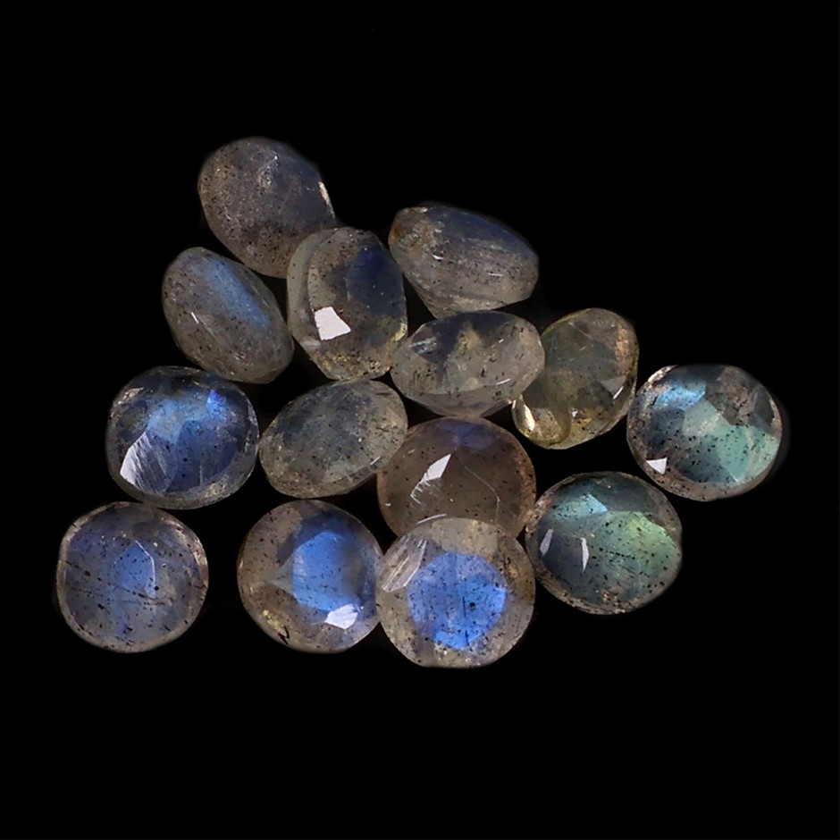5.28ct Round Facet Cut Iridescent Labradorite Gemstones - 14Pcs