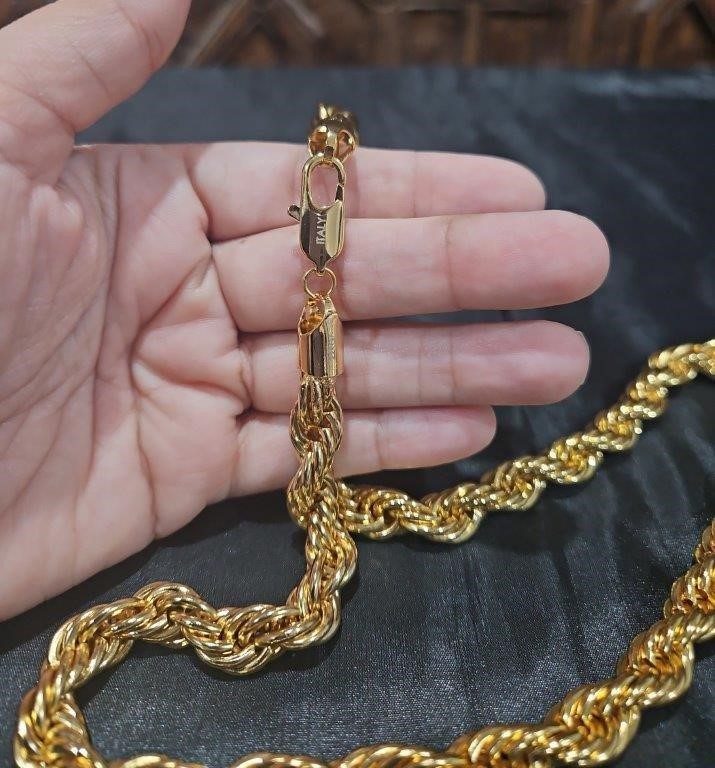 22K Italy Stamped Yellow Gold Filled Rope Chain-Quality Guarantee-60cm