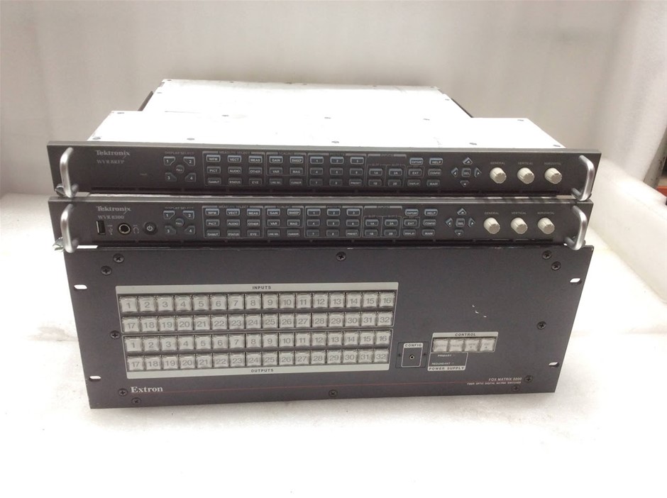 Tektronix WVR8300/WVR 8RFP Waveform Monitor & Extron FOX Matrix (Lot of 3)