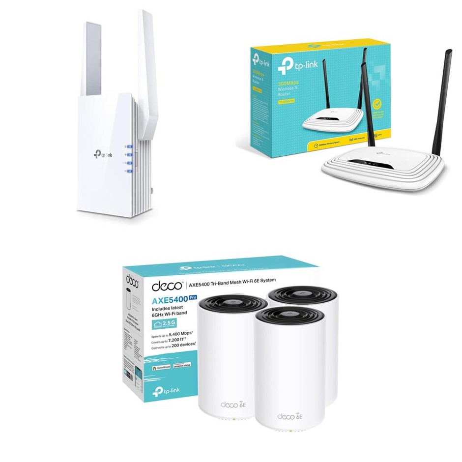 3 x Assorted Networking Devices. 1 x TP-LINK Deco M5 Whole Home Mesh Wi-Fi