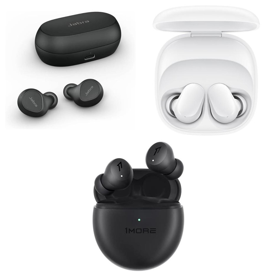 3 x Assorted Wireless Earphones. 1 x 1MORE Comfobuds Mini Wireless ANC Earb