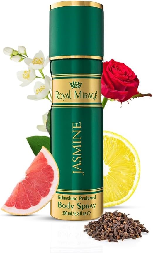 3 x ROYAL MIRAGE Refreshing Perfumed Jasmine Body Spray, 200ml.