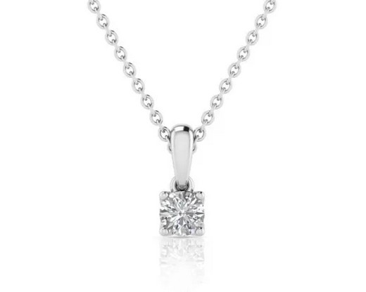 9K WHITE GOLD 0.25ct F VS LAB DIAMOND ROUND NECKLACE 40-45cm