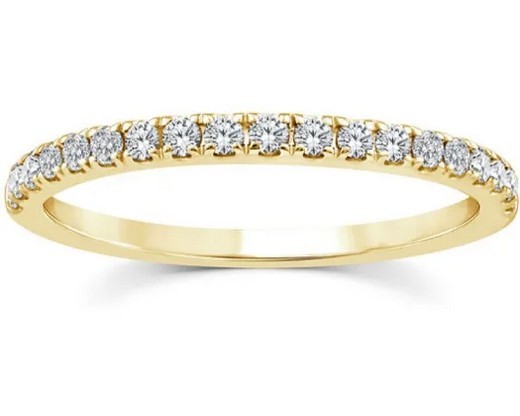 9K YELLOW GOLD 0.25ct F VS LAB DIAMOND CLAW SET BAND