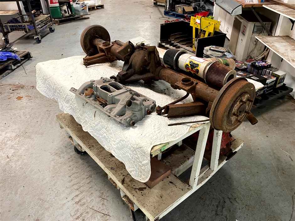 <p>Work Bench and Assorted Automotive Parts</p>