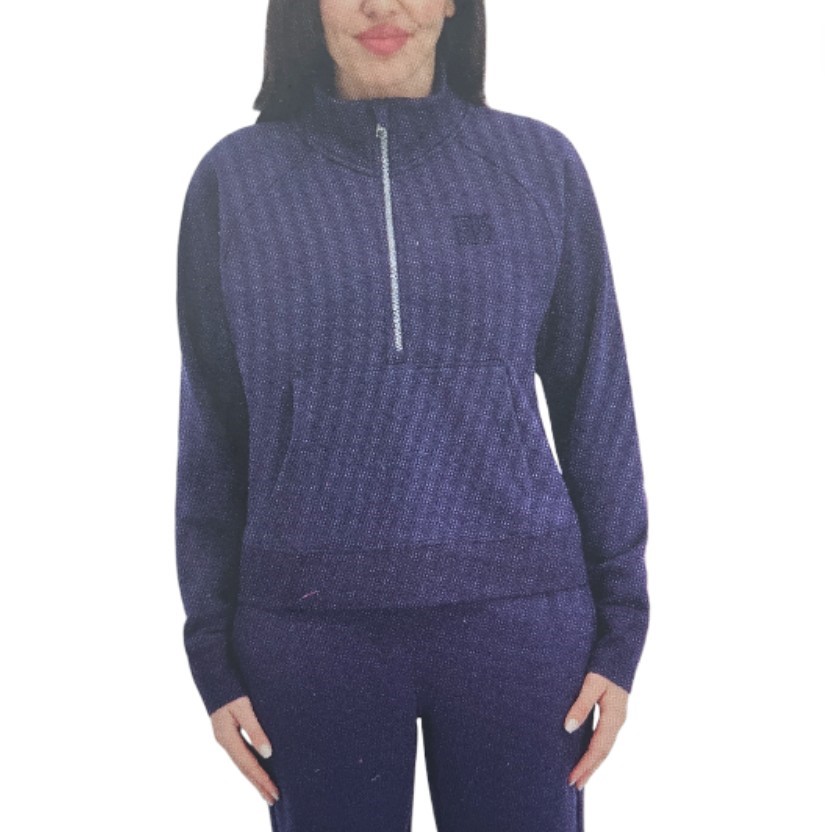 DKNY Women's Half Zip Fleece Sweatshirt, Size L, Peacoat.