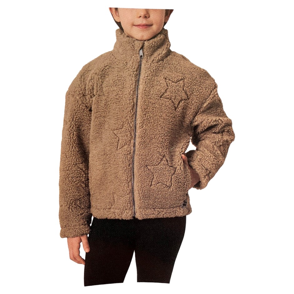MONDETTA Unisex Youth Teddy Fleece Jacket, Size M (10/12), Toasted Coconut.