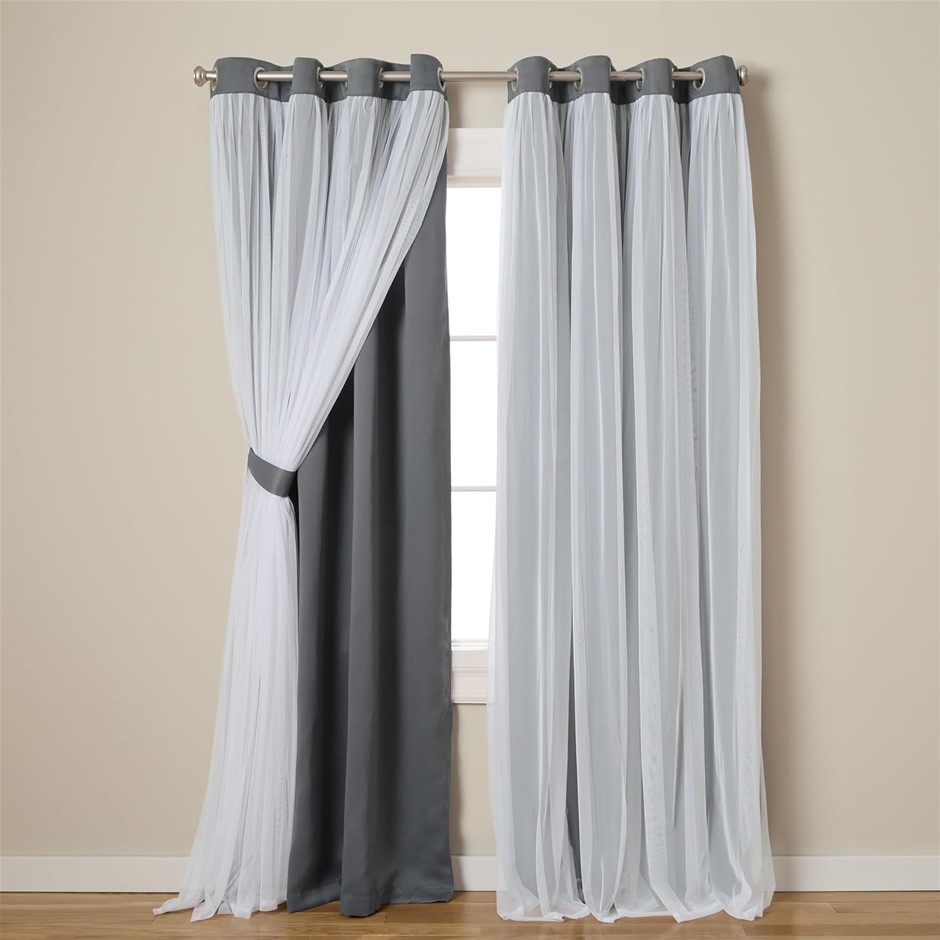 Exclusive Home Catarina Layered Solid Room Darkening Blackout and Sheer Gro
