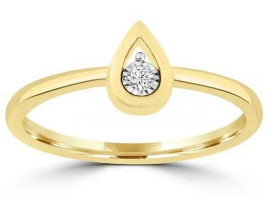 9K Yellow Gold 0.03ct HI SI DIAMOND TEARDROP RING