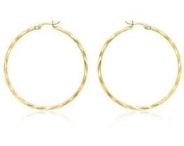 9K Yellow GOLD HLW DIAMOND CUT HOOP EARRINGS 42mm