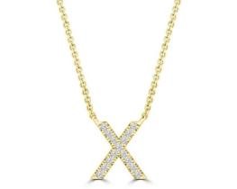 9K YELLOW GOLD 'X' 0.06 HI I1 DIAMOND NECKLACE 40+5cm