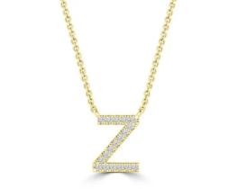 9K YELLOW GOLD 'Z' 0.06 HI I1 DIAMOND NECKLACE 40+5cm