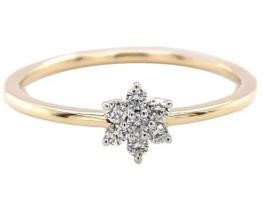 9K Yellow Gold 0.09ct HI SI DIAMOND FLOWER RING