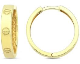 9K Yellow Gold LOCK HOOP EARRINGS 18mm