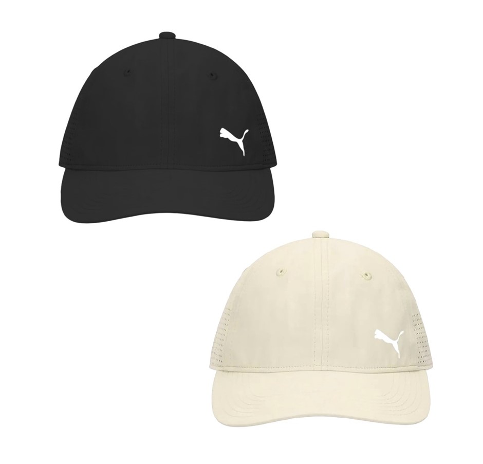 2 x PUMA Perforated Performance Caps, Black & Alpine Snow, 024741. Buyers