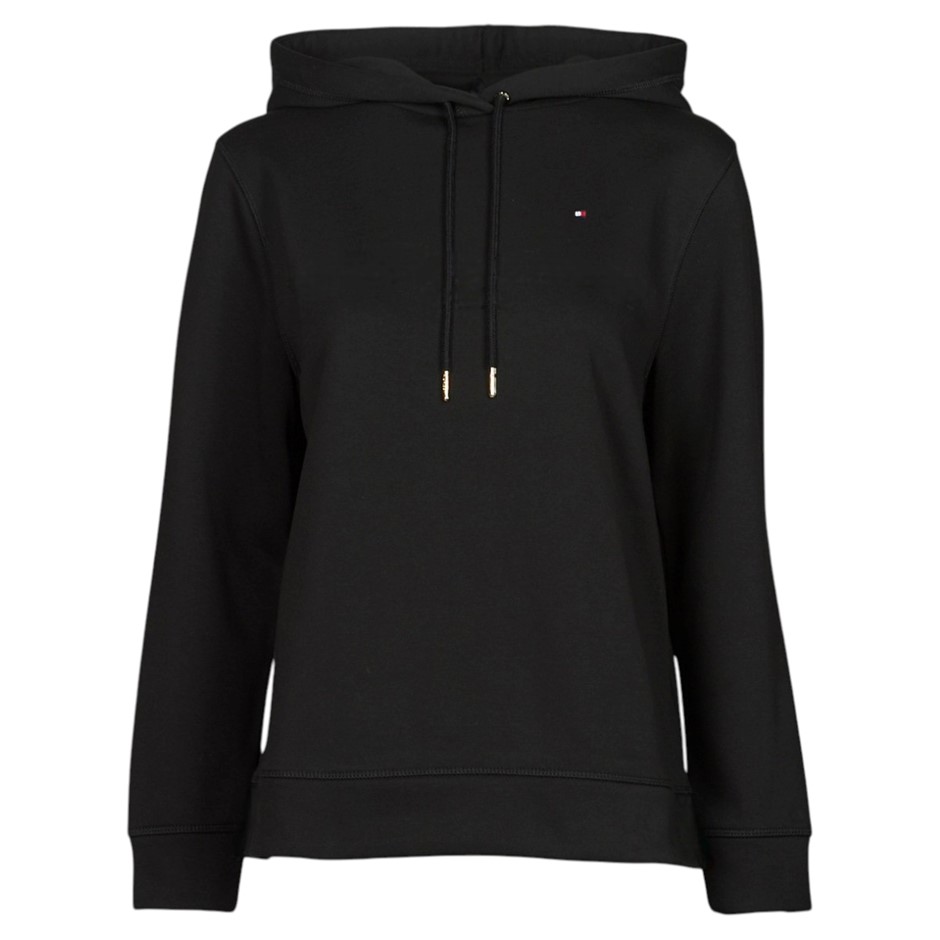 TOMMY HILFIGER Women's Flag Hoodie, Size L, 60% Cotton, 011 Black/Dark Sabl