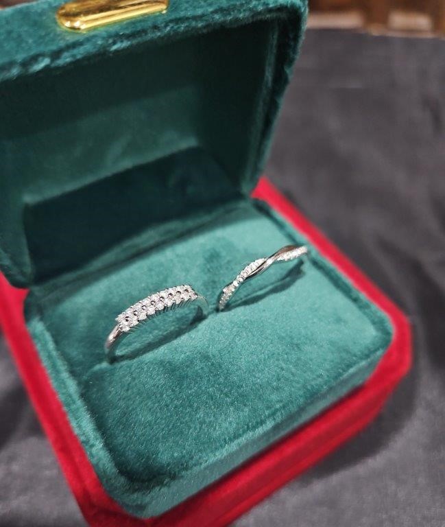 2pcs GRA Moissanite White -925 Sterling Silver Ring -7US