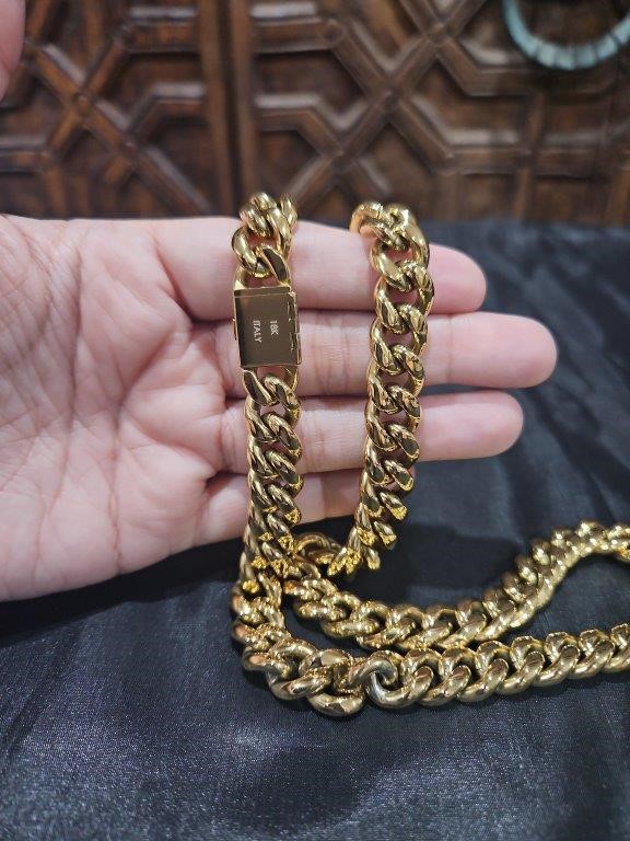 18k Italy Stamped Yellow Gold Filled Chain-Quality Guarantee-60cm-14mm
