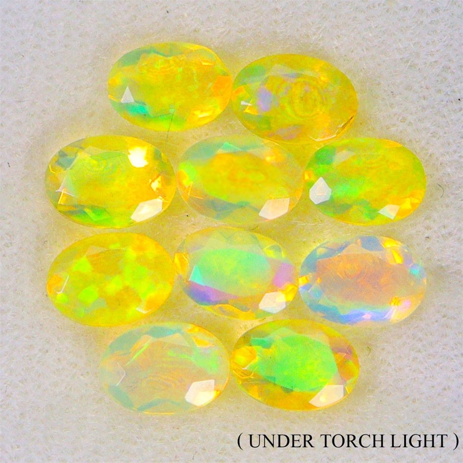 5.10ct Oval Facet Cut Play Of Color Fire Opal Gemstones - 10Pcs
