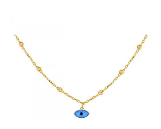 <B>9K Yellow Gold Evil Eye Dc Ball Necklace 41 + 2.5Cm</B><P>