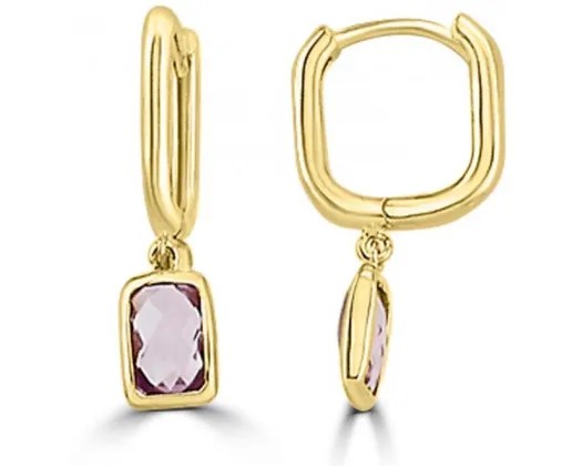 <B>9K Yellow Gold Faceted Amethyst Huggie Earrings</B><P>
