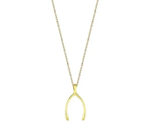 <B>9K Yellow Gold Lucky Wishbone Necklace 40-45Cm</B><P>