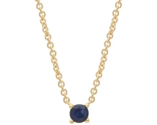 9K Yellow Gold Sapphire Claw Necklace 40-45Cm