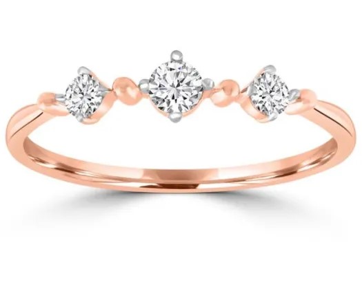 <B>9K Rose Gold 0.20Ct Hi I1 Diamond Ring</B><P>