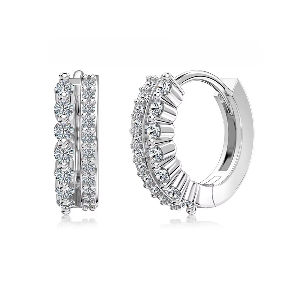 0.414ct GRA Certified Moissanite 925 Sterling Silver Hoop Earrings