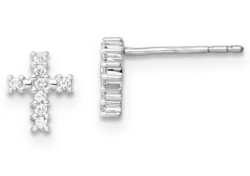 9K WHITE GOLD 0.10ct F VS LAB DIAMOND CROSS STUDS