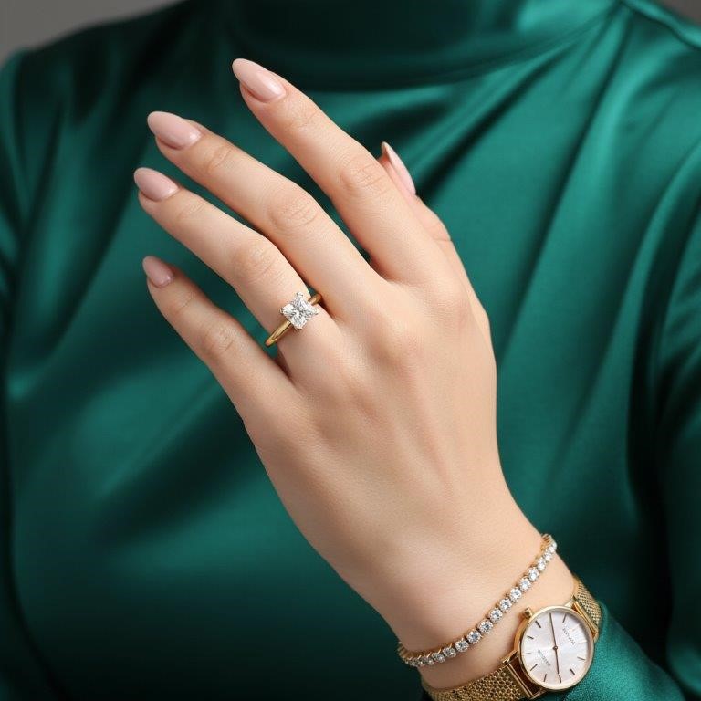 1.0ct GRA Moissanite White 18k Solid Yellow Gold Vermeil Ring -9US