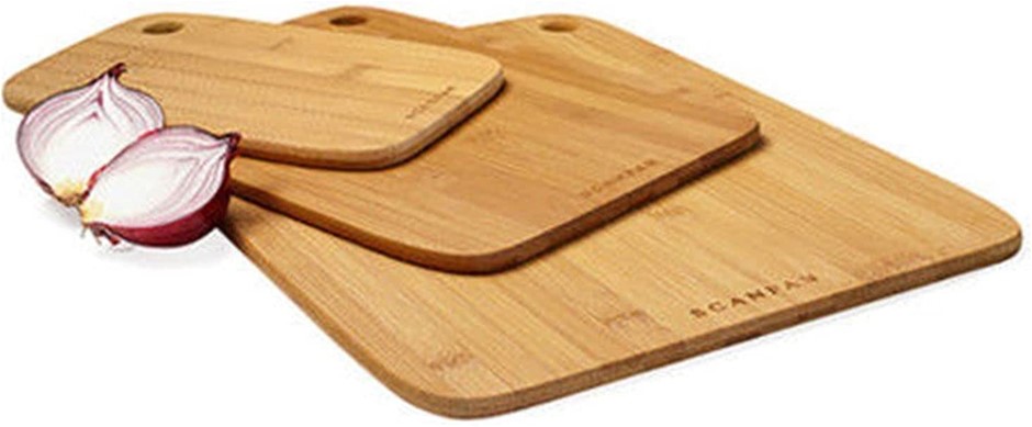 SCANPAN 3pc Bamboo Cutting Board Set, Reversible, Natural Colour, 18191. NB