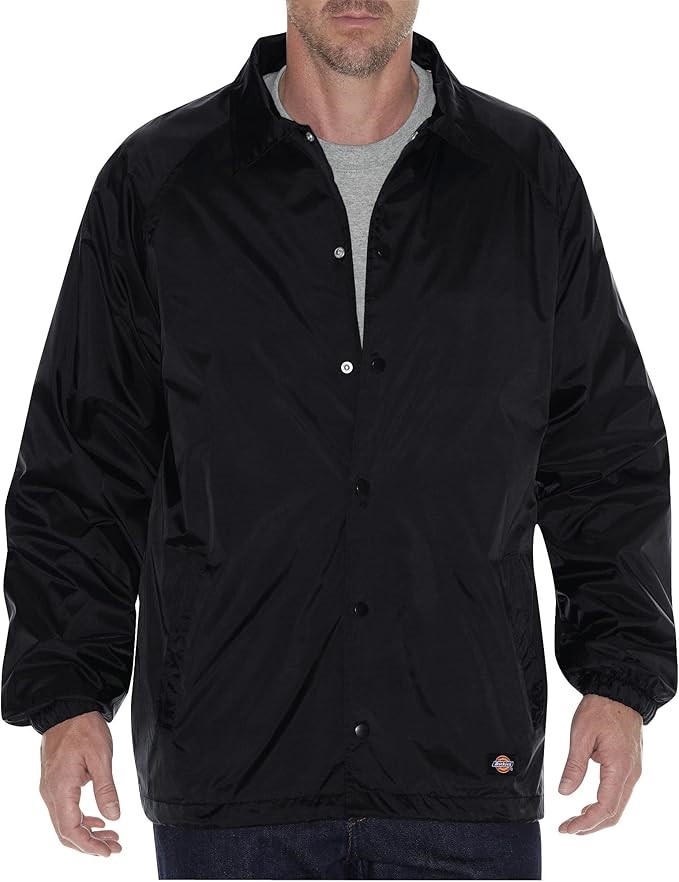 DICKIES Men's Snap Front Nylon Jacket, Size 2XL, Black, 76242BK. Buyers No